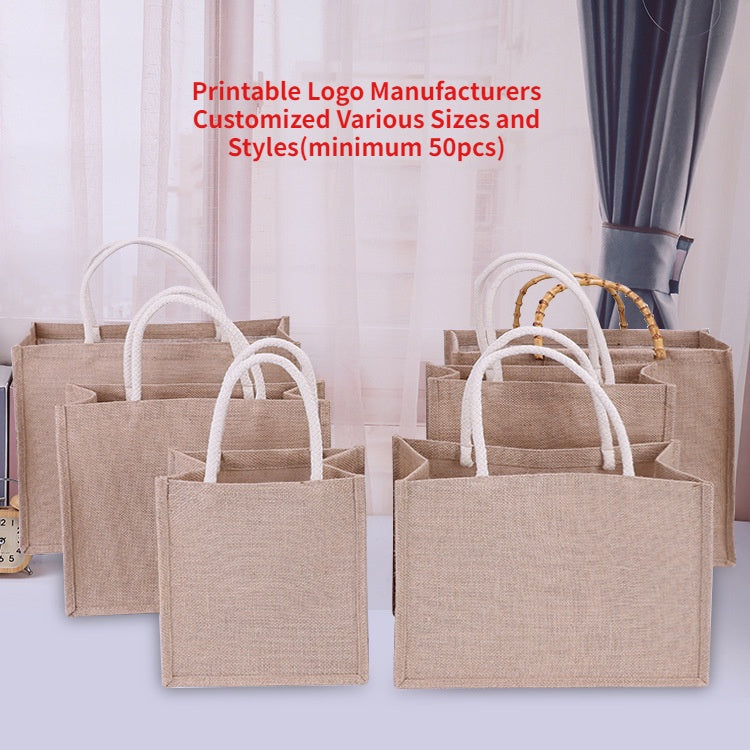 【Professional Customization】Jute Bags Practical Jute Handbags Linen Cotton Linen Shopping Bags Printable Logo Manufacturers Customized Various Sizes and Styles(minimum 50pcs)