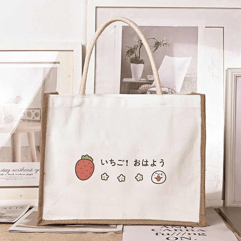 【Professional Customization】Canvas Bag Spot Cotton Tote Bag Japanese Shopping Bag Linen Bag Gift Cartoon Logo Custom Canvas BagPrintable Logo Manufacturers Customized Various Sizes and Styles(minimum 50pcs)