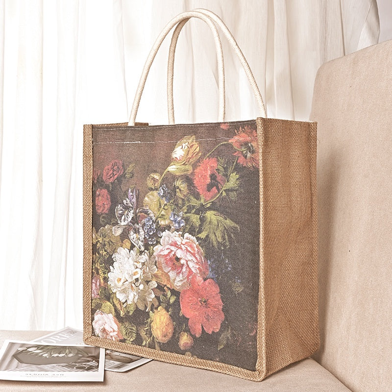 【Professional Customization】Cross-border Big-name Canvas Print Shopping Bag Work Women's Bag Fashion European and American Star Linen HandbagPrintable Logo Manufacturers Customized Various Sizes and Styles(minimum 50pcs)