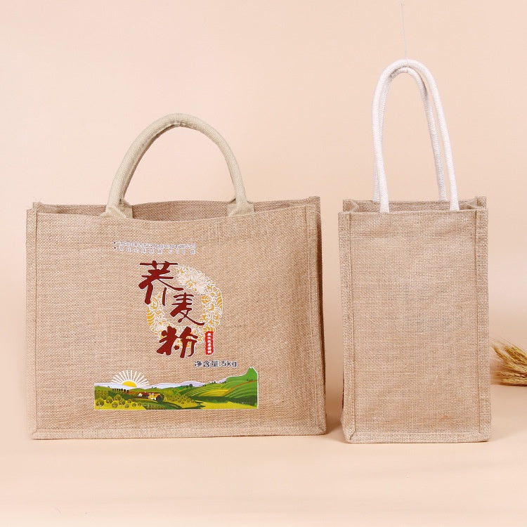 【Professional Customization】Hand-held Linen Bags Waterproof Jute Shopping Bags Retro Advertising Gift Bags Large-capacity Cotton And Linen Bags Printable Logo Manufacturers Customized Various Sizes and Styles(minimum 50pcs)