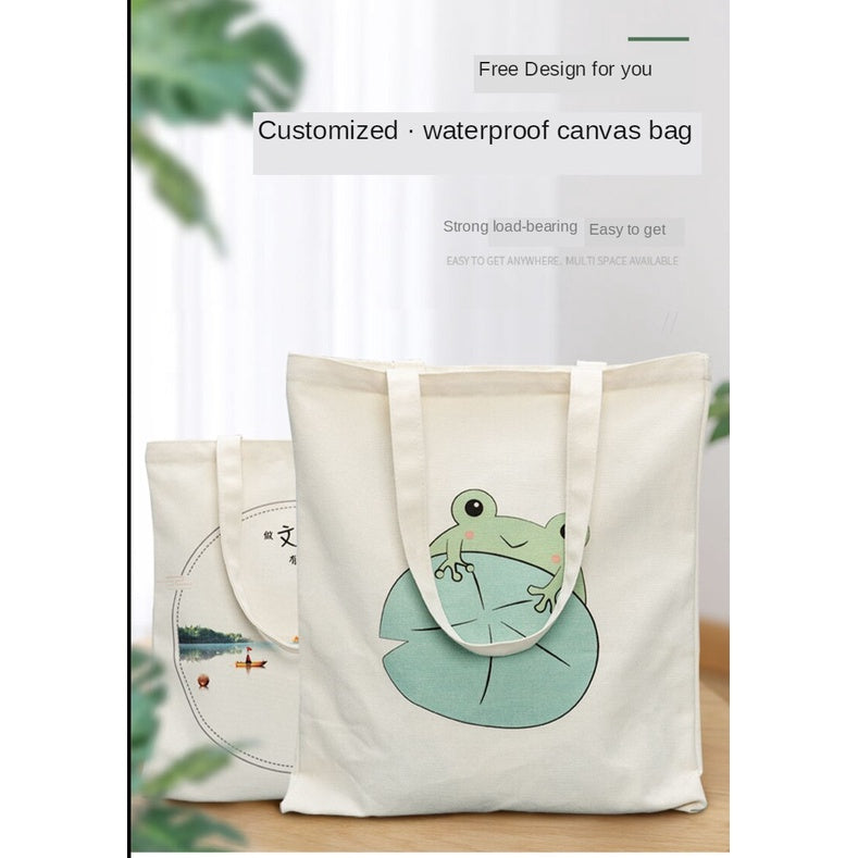 【Professional Customization】Canvas Bag Portable Cotton Bag Canvas Bag Customized Pattern Storage Environment-friendly Shopping Bag Printable Logo Manufacturers Customized Various Sizes and Styles(minimum 50pcs)