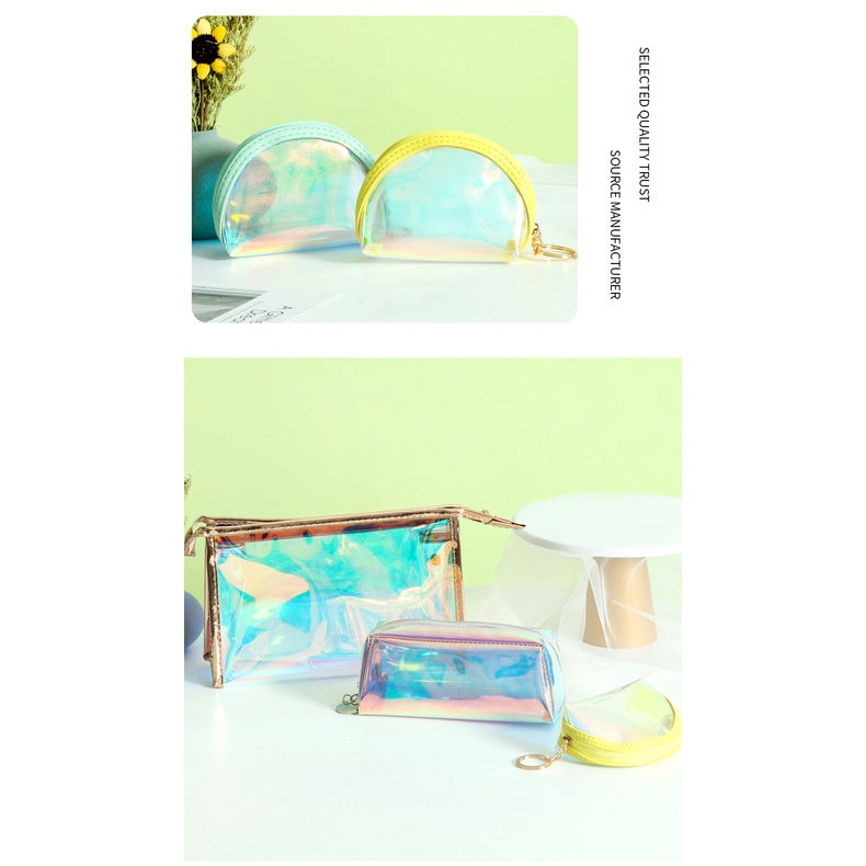 【Professional Customization】Transparent Bag PVC Bag Custom Laser Bag Portable Travel Wash Bag Dazzling Laser TPU Makeup Bag Cosmetics BagPrintable Logo Manufacturers Customized Various Sizes and Styles(minimum 50pcs)