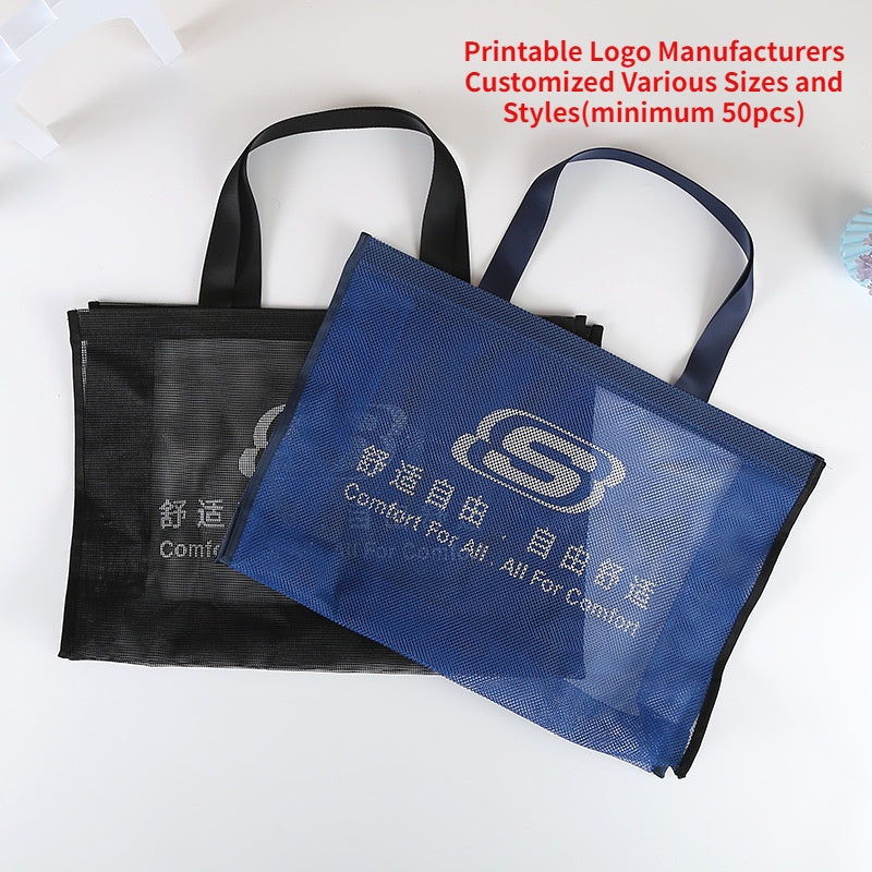 【Professional Customization】Fashion Hand-held Gauze Bag Customized  Nylon Net Shopping Bag Transparent Advertising Net BagPrintable Logo Manufacturers Customized Various Sizes and Styles(minimum 50pcs)