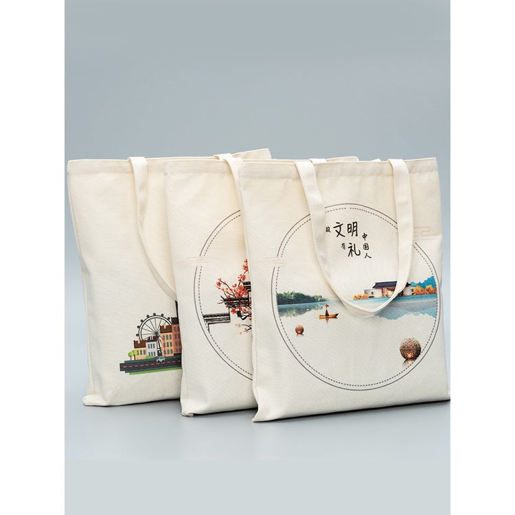 【Professional Customization】Canvas Bag Portable Cotton Bag Canvas Bag Customized Pattern Storage Environment-friendly Shopping Bag Printable Logo Manufacturers Customized Various Sizes and Styles(minimum 50pcs)