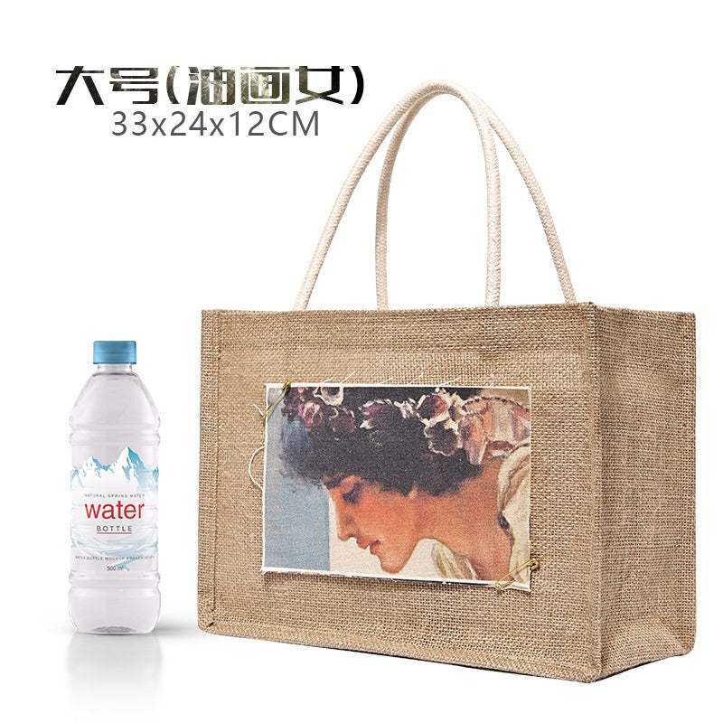 【Professional Customization】Linen Bag In Stock Good Product Retro Jute Hand-held Shopping Bag Custom Logo Text No Print Cross BorderPrintable Logo Manufacturers Customized Various Sizes and Styles(minimum 50pcs)