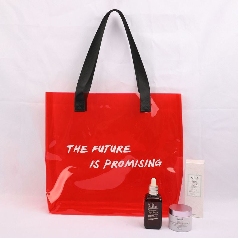 【Professional Customization】Jelly Bag Large-capacity Thick PVC Stereo Transparent Handbag Plastic Shopping Bag High-grade Slung Shoulder Printable Logo Manufacturers Customized Various Sizes and Styles(minimum 50pcs)