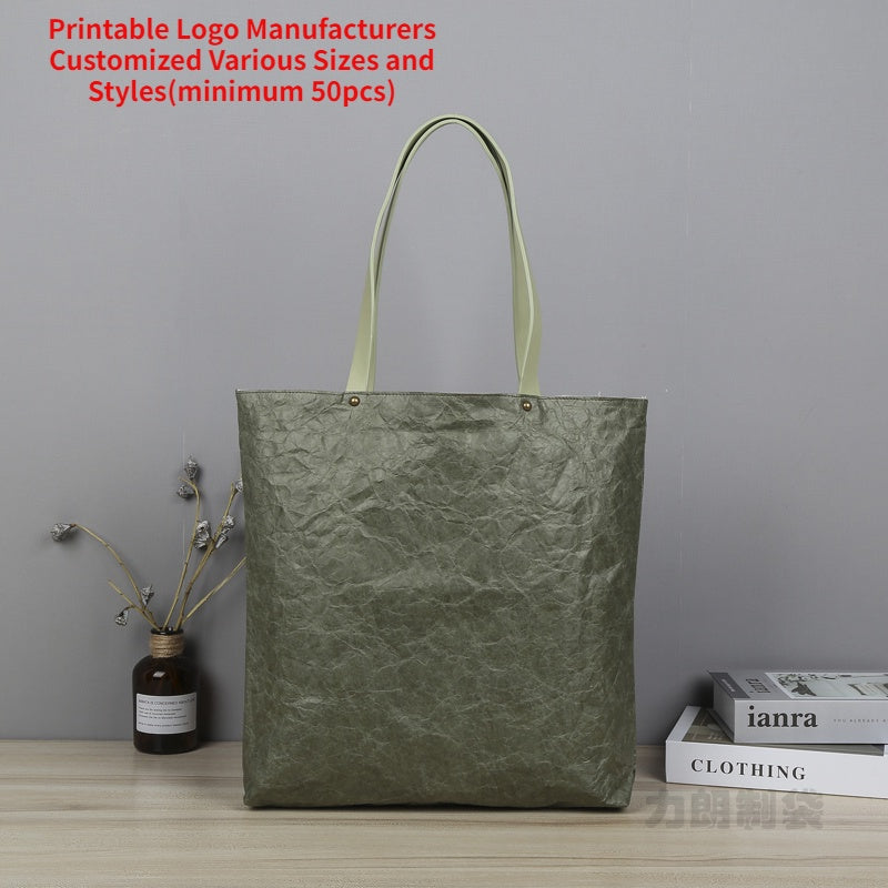 【Professional Customization】Dupont Paper Bag Custom Pattern Kraft Paper Bag Custom Handbag Can Not Be Torn On One Shoulder, Waterproof Paper Bag Printable Logo Manufacturers Customized Various Sizes and Styles(minimum 50pcs)