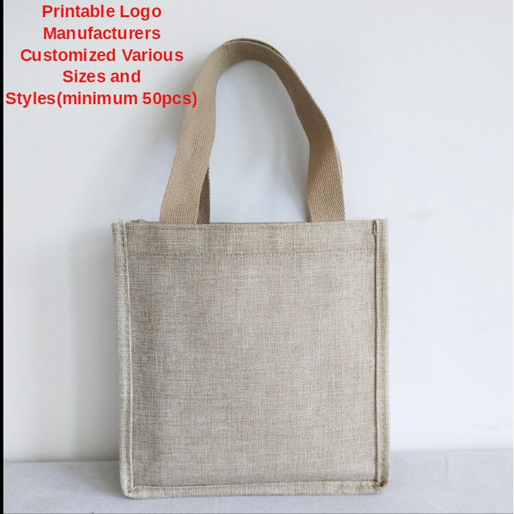 【Professional Customization】Jute Bag Small Bag Retro High Grade Linen Bag Exquisite Simple Advertising Gift Bag Packaging Bag Handbag Printable Logo Manufacturers Customized Various Sizes and Styles(minimum 50pcs)