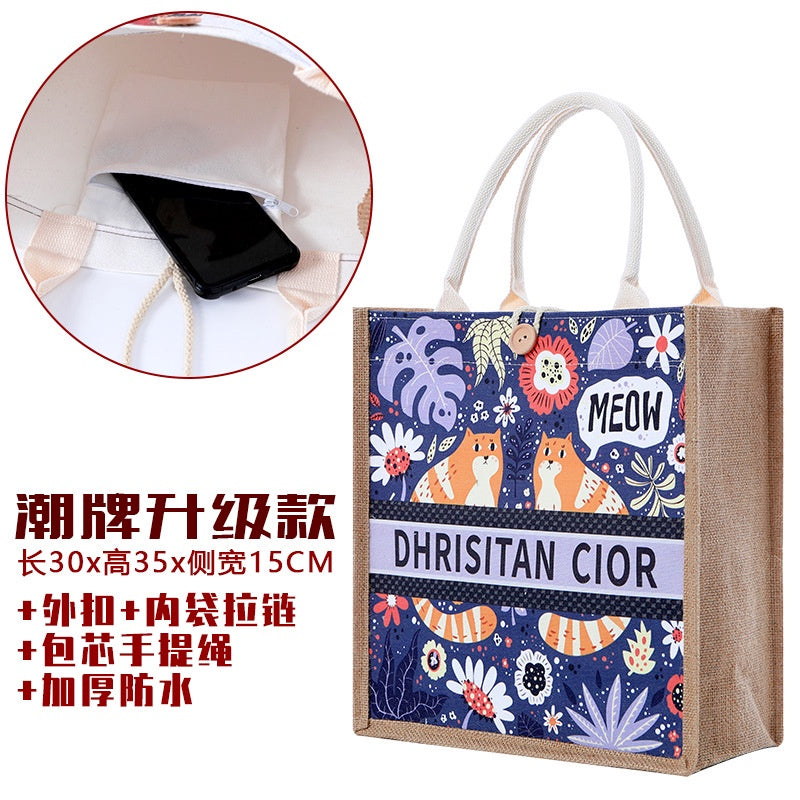 【Professional Customization】Canvas Bag Spot Printing Canvas Bag For Work Women's Hand Carry Shopping Sack National Tide HandbagPrintable Logo Manufacturers Customized Various Sizes and Styles(minimum 50pcs)