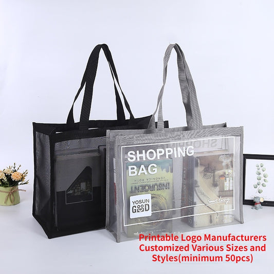 【Professional Customization】Breathable Mesh Shopping Bag Hand Nylon Mesh Cloth Bag Custom Beach Travel Collection Polyester Mesh Cloth BagPrintable Logo Manufacturers Customized Various Sizes and Styles(minimum 50pcs)