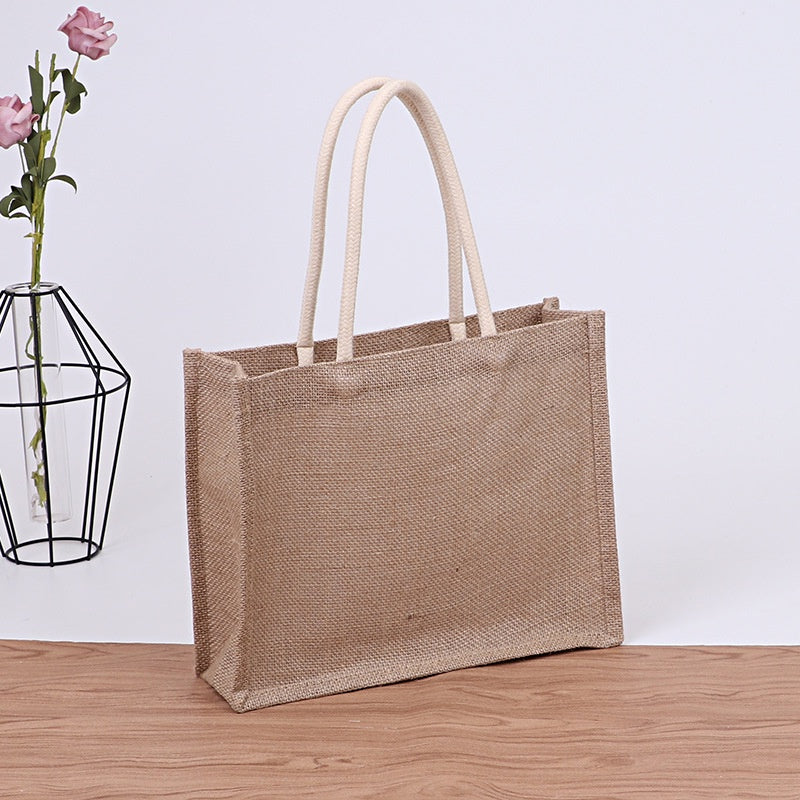 【Professional Customization】Tote Linen Bag Universal Linen Tote Bag Jute Cotton Shopping Bag Gift Bag Printable Logo Manufacturers Customized Various Sizes and Styles(minimum 50pcs)