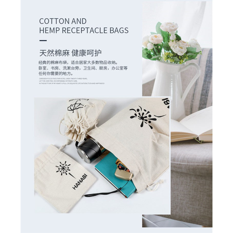 【Professional Customization】Cotton And Hemp Bundle Pocket Cloth Canvas Bag Cosmetics Bag Underwear Sock Storage Rice Bag Sundry Bag Printable Logo Manufacturers Customized Various Sizes and Styles(minimum 50pcs)