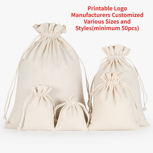 【Professional Customization】Spot  Linen Drawstring Bundle Mouth Small Bag Gift Packaging Nano Bag Wine Bag Tea BagPrintable Logo Manufacturers Customized Various Sizes and Styles(minimum 50pcs)