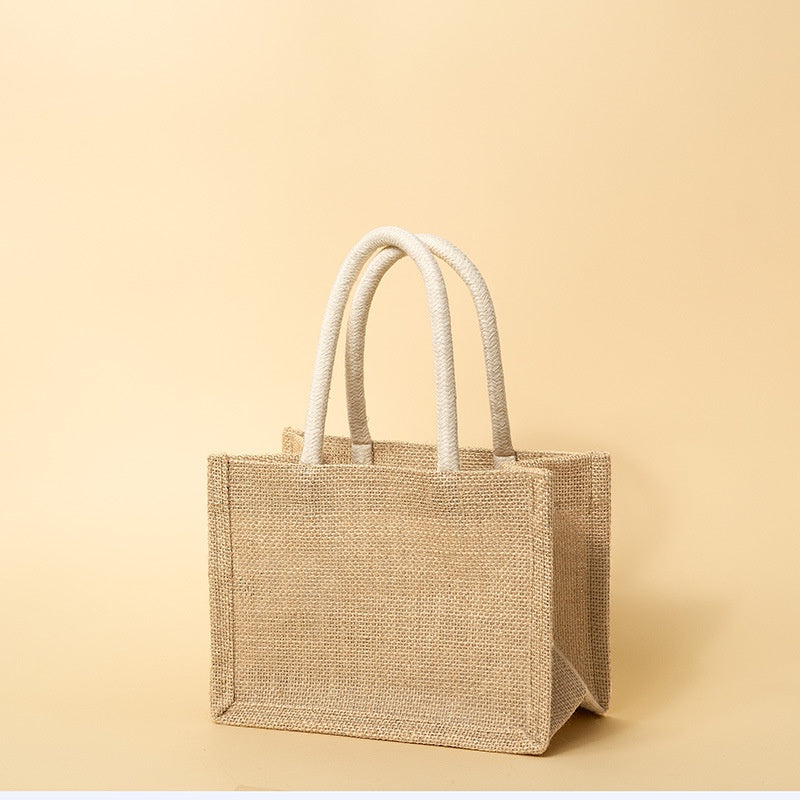 【Professional Customization】Factory Direct Supply Spot Blank Linen Tote Bag Jute Environmental Protection Shopping Linen Bag Film Waterproof HandbagPrintable Logo Manufacturers Customized Various Sizes and Styles(minimum 50pcs)