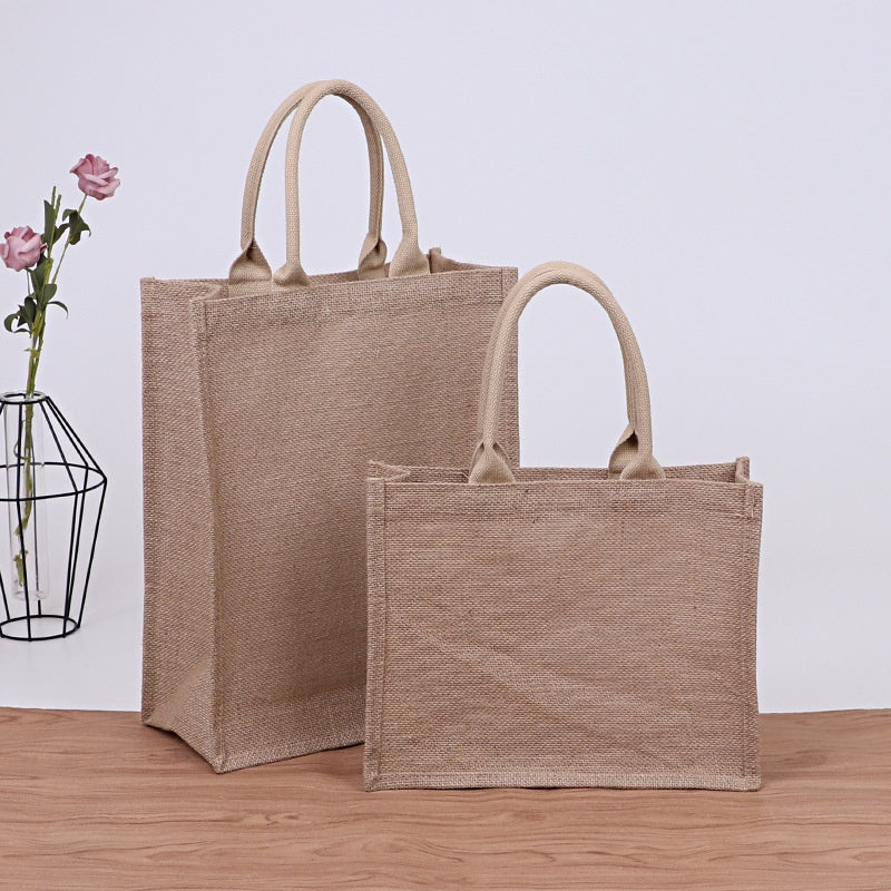 【Professional Customization】Tote Linen Bag Universal Linen Tote Bag Jute Cotton Shopping Bag Gift Bag Printable Logo Manufacturers Customized Various Sizes and Styles(minimum 50pcs)