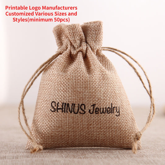 【Professional Customization】Factory Direct Sales Cotton Sack Rope Bundle Mouth Jewelry Packaging Bag Tea Coarse Grain Bag 5 Jin 10 Jin Rice BagPrintable Logo Manufacturers Customized Various Sizes and Styles(minimum 50pcs)