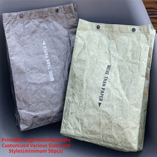 【Professional Customization】DuPont Paper Bag Custom Paper Bag Waterproof Cosmetic Bag Clutch Bag Lunch Box Bag Light Personalized Printable Logo Manufacturers Customized Various Sizes and Styles(minimum 50pcs)