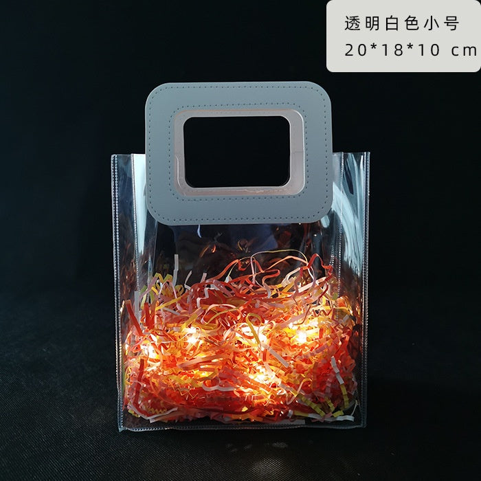 【Professional Customization】Transparent Bag Pvc Handbag Plastic Companion Gift Bag Wedding Candy Bag Custom Colorful Gift Laser Bag SpotPrintable Logo Manufacturers Customized Various Sizes and Styles(minimum 50pcs)