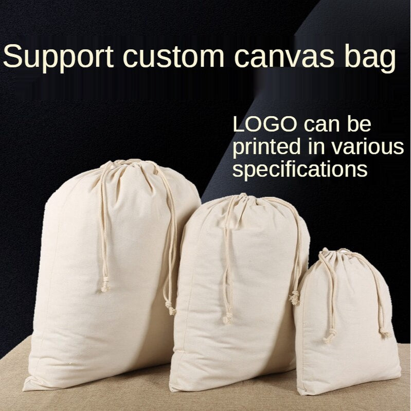 【Professional Customization】Canvas Cotton Bag Thickened Sundries Storage Bundle Pocket Change Small Blessing Bag Solid Color Drawstring Pocket Printable Logo Manufacturers Customized Various Sizes and Styles(minimum 50pcs)