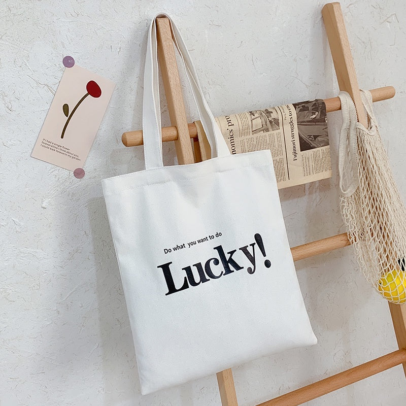 【Professional Customization】Canvas Bag Women's Korean Version Large Capacity Carry Bag Fashion Cartoon One Shoulder Shopping Bag Printable Logo Manufacturers Customized Various Sizes and Styles(minimum 50pcs)