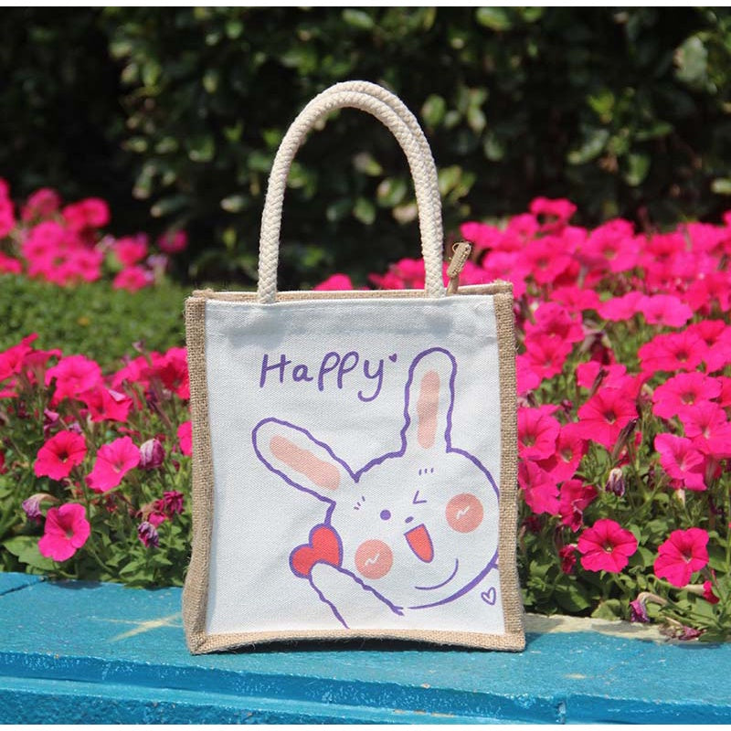 【Professional Customization】Jute Shopping Bag Linen Bag Small Fresh Rice Bag Cotton Hemp Retro Canvas Handbag Bag Printable Logo Manufacturers Customized Various Sizes and Styles(minimum 50pcs)