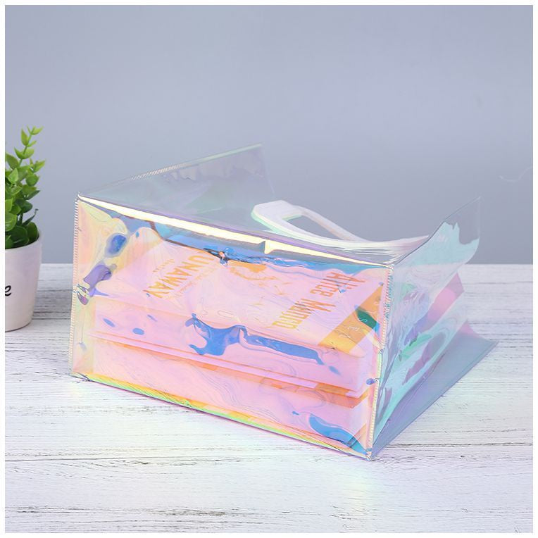 【Professional Customization】PVC Laser Shopping Bags Transparent Gifts Advertising Bags Portable Clothing Bags Printable Logo Manufacturers Customized Various Sizes and Styles(minimum 50pcs)