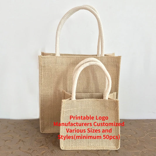 【Professional Customization】Shopping Environmental Protection Bag Linen Hand Canvas Women's Mini Printable Logo Manufacturers Customized Various Sizes and Styles(minimum 50pcs)