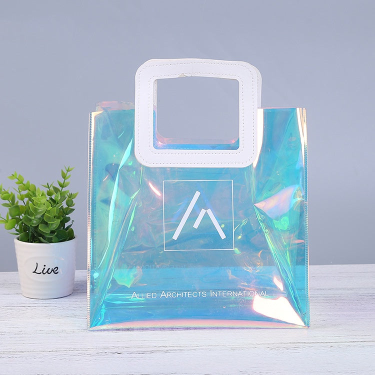 【Professional Customization】PVC Laser Shopping Bags Transparent Gifts Advertising Bags Portable Clothing Bags Printable Logo Manufacturers Customized Various Sizes and Styles(minimum 50pcs)