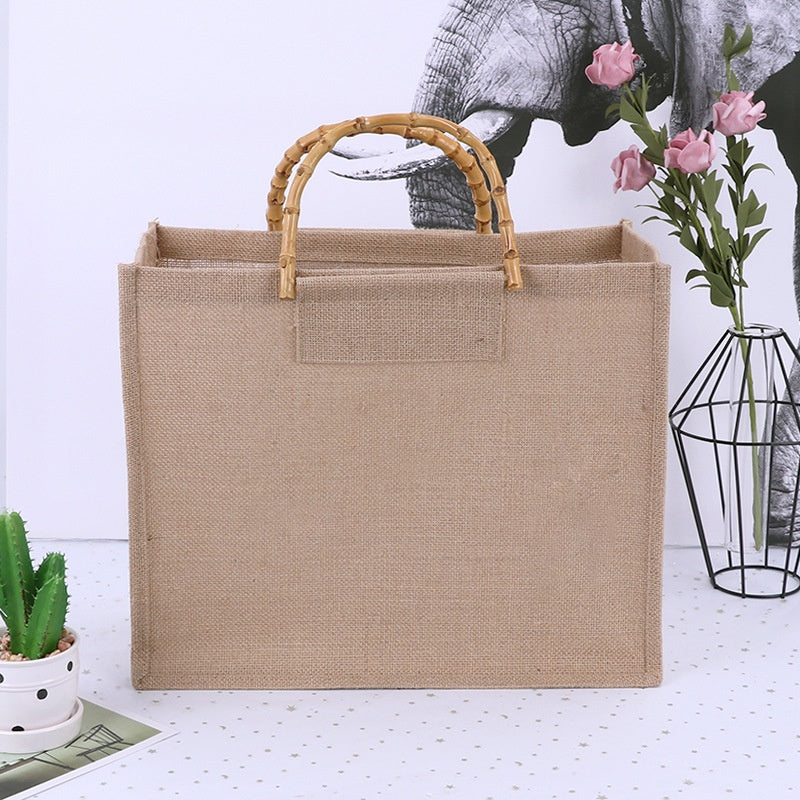 【Professional Customization】Jute Bags Practical Jute Handbags Linen Cotton Linen Shopping Bags Printable Logo Manufacturers Customized Various Sizes and Styles(minimum 50pcs)