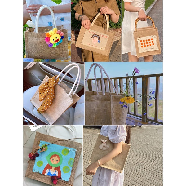 【Professional Customization】Japanese Lunch Boxes Bags Portable Linen Bags Literature And Art Lunches Handbags Women's Linen Shopping Bags DIY Printable Logo Manufacturers Customized Various Sizes and Styles(minimum 50pcs)