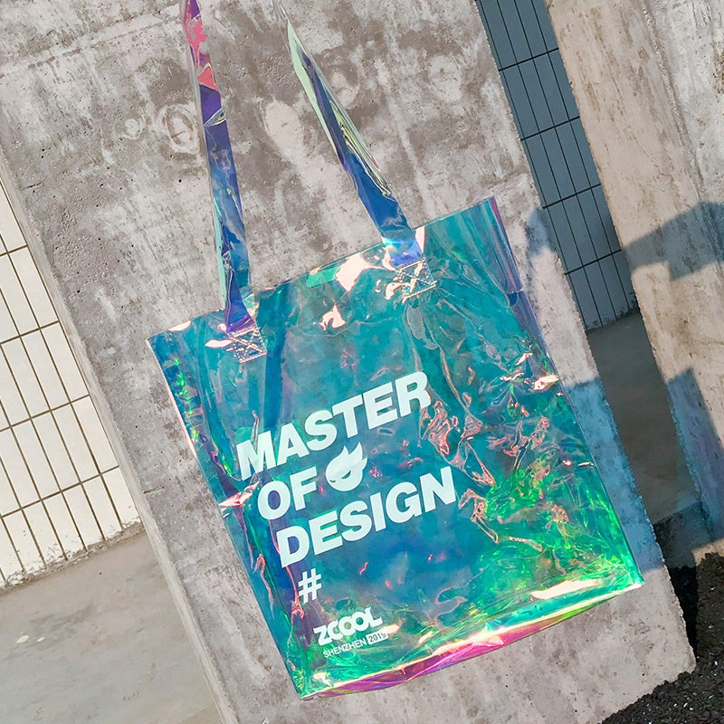 【Professional Customization】Transparent PVC Laser Magic Handbag Shopping Jelly Bag Net Red Gift Plastic Bag Printable Logo Manufacturers Customized Various Sizes and Styles(minimum 50pcs)