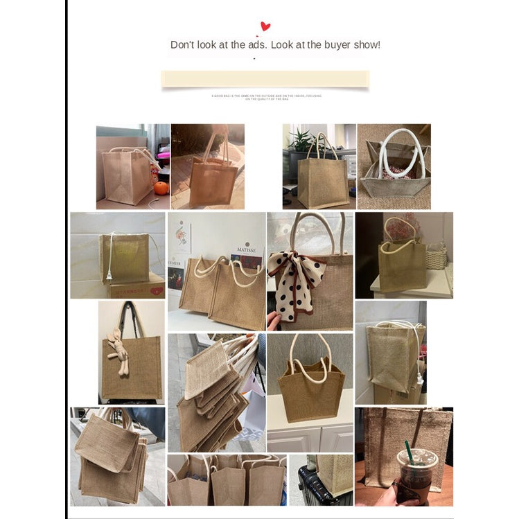 【Professional Customization】Jute Bag Linen Portable Shopping Bag Literature and Art RETRO Lunch Box Small Cloth Bag Printable Logo Manufacturers Customized Various Sizes and Styles(minimum 50pcs)