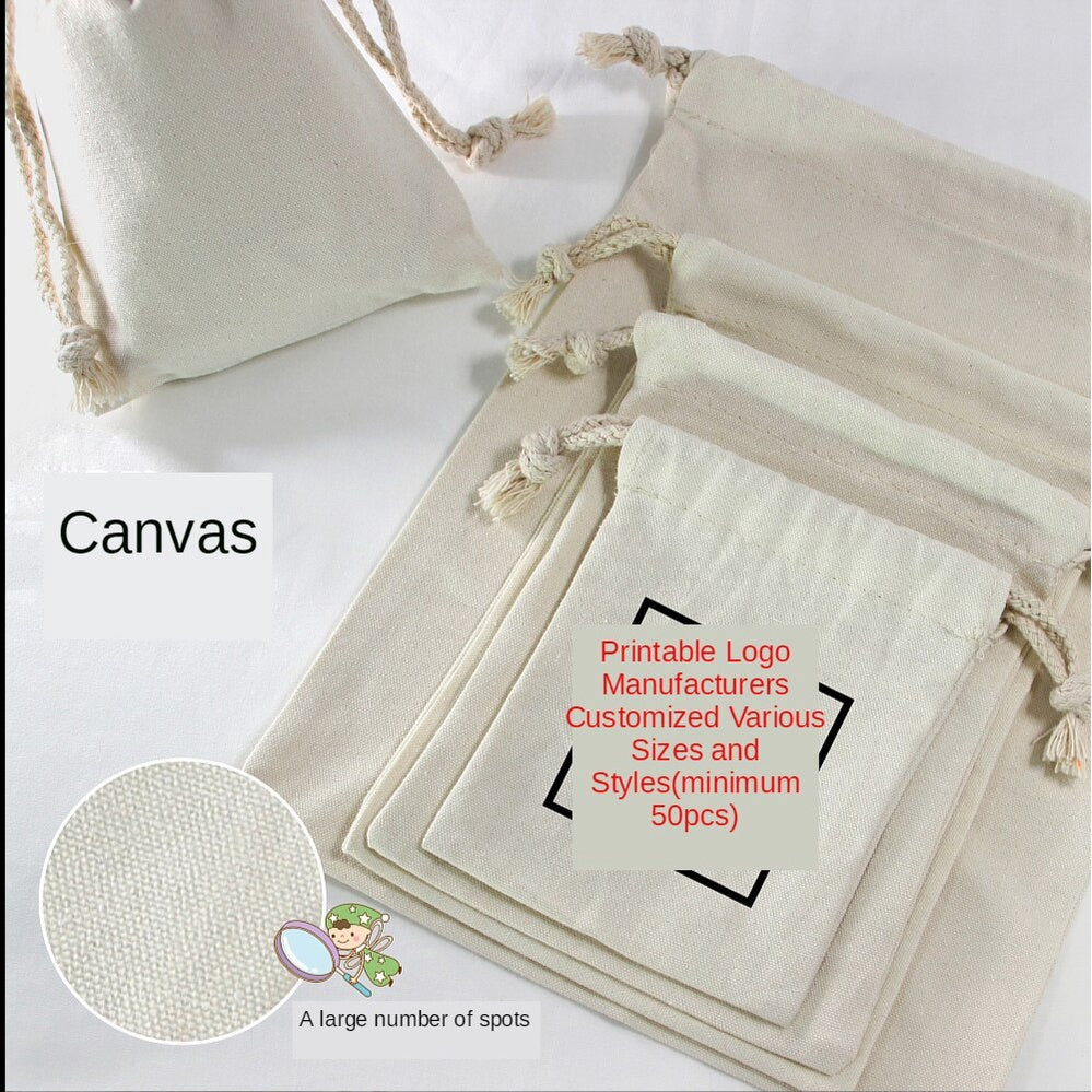 【Professional Customization】Cotton And Hemp Bundle Pocket Customized Cloth Bag Canvas Storage Bag Rice Bag Sundry Bags Color Printing Advertising Printable Logo Manufacturers Customized Various Sizes and Styles(minimum 50pcs)