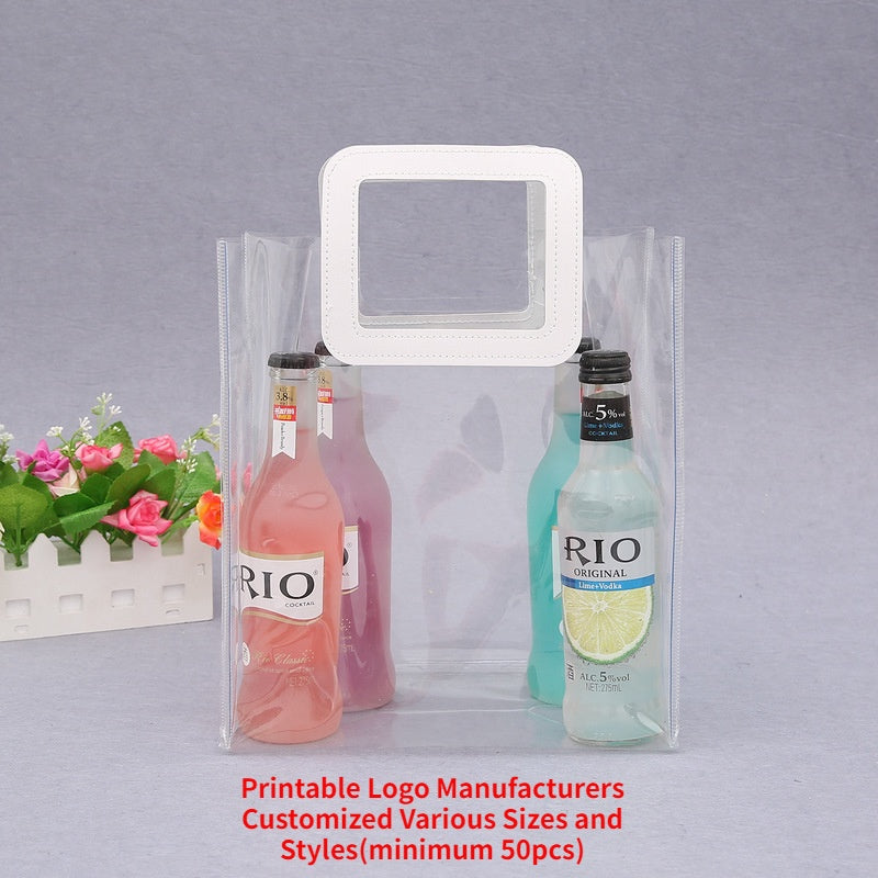 【Professional Customization】Transparent Plastic Tote Bag PP Matte Plastic Clothing Bag PVC Tote Gift Bag Printable Logo Manufacturers Customized Various Sizes and Styles(minimum 50pcs)