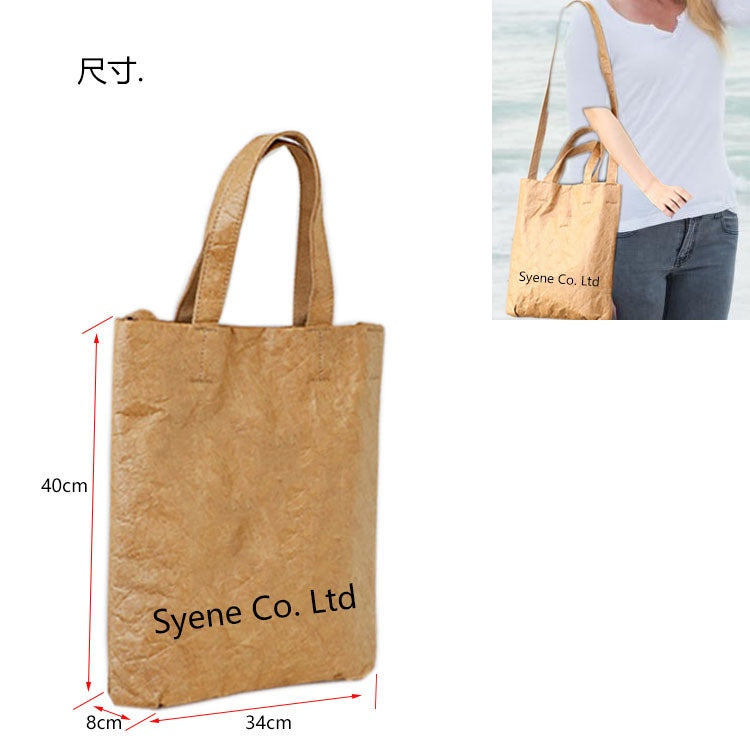 【Professional Customization】DuPont Paper Bag Waterproof Tearing Water-resistant Wash Kraff Paper Bag  One-shoulder Side-back Shopping BagPrintable Logo Manufacturers Customized Various Sizes and Styles(minimum 50pcs)