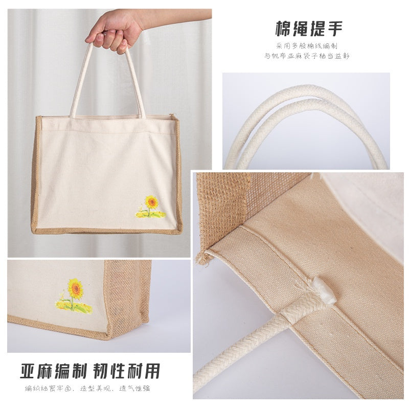 【Professional Customization】Linen Bag Linen Shopping Bag Literary Small Fresh Bag Retro Canvas Custom Logo Cloth Bag Cotton And Linen Printable Logo Manufacturers Customized Various Sizes and Styles(minimum 50pcs)