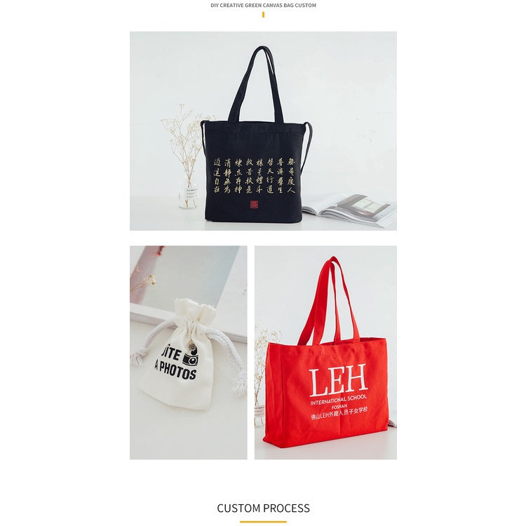 【Professional Customization】Canvas Bag Custom Printed Logo Cotton Bag Custom Pattern Linen Portable Advertising Green Canvas Bag Urgent OrderPrintable Logo Manufacturers Customized Various Sizes and Styles(minimum 50pcs)