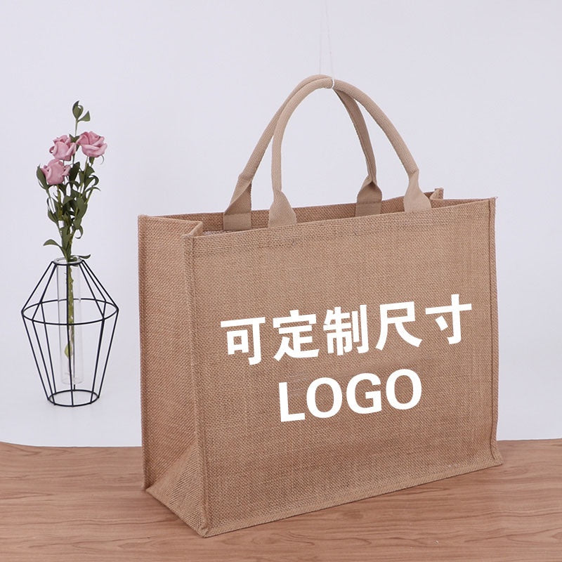 【Professional Customization】Tote Linen Bag Universal Linen Tote Bag Jute Cotton Shopping Bag Gift Bag Printable Logo Manufacturers Customized Various Sizes and Styles(minimum 50pcs)