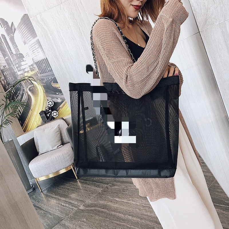 【Professional Customization】Women's Bag 2021 New Single Shoulder Bag Handbag Korean Student Mesh Simple Trend Small Fragrant Beach Shopping BagPrintable Logo Manufacturers Customized Various Sizes and Styles(minimum 50pcs)