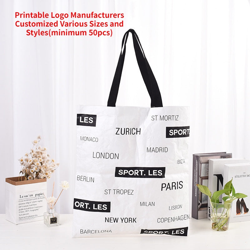 【Professional Customization】Custom DuPont Paper Bags Tore Up One-shoulder Oxford Bags Toned Cloth Bags Tote Shopping Bags DuPont Paper BagPrintable Logo Manufacturers Customized Various Sizes and Styles(minimum 50pcs)