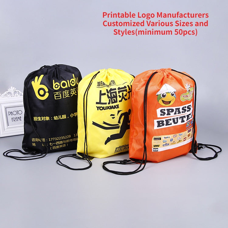 【Professional Customization】Supply Polyester Cloth Bundle Pocket Custom-made Logo Color Printed Rope Collection Bag Sports Pull Rope Backpack BagPrintable Logo Manufacturers Customized Various Sizes and Styles(minimum 50pcs)