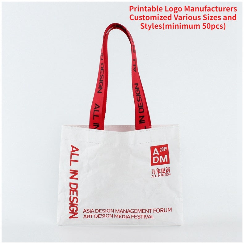 【Professional Customization】Can Customize Washable Kraft Paper Handbag Washable Shopping Bag  Can Customize LogoPrintable Logo Manufacturers Customized Various Sizes and Styles(minimum 50pcs)