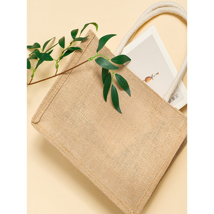 【Professional Customization】Linen Bag DIY Environmental Protection Shopping Linen Handbag Ins Lunch Box Handbag Gift Bag Packaging Bag Printable Logo Manufacturers Customized Various Sizes and Styles(minimum 50pcs)