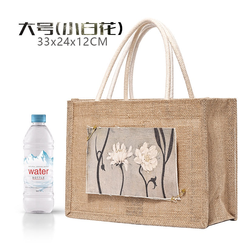 【Professional Customization】Stock Muji The Same Linen Bag Good Goods Retro Literature Jute Hand-held Shopping Bag Custom PatternPrintable Logo Manufacturers Customized Various Sizes and Styles(minimum 50pcs)