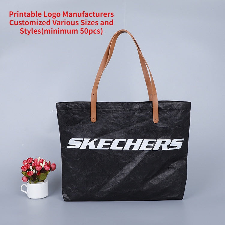 【Professional Customization】DuPont Paper Bag New One Shoulder Retro Shopping Bag Waterproof Casual Portable DuPont Paper Bag Wholesale Printable Logo Manufacturers Customized Various Sizes and Styles(minimum 50pcs)