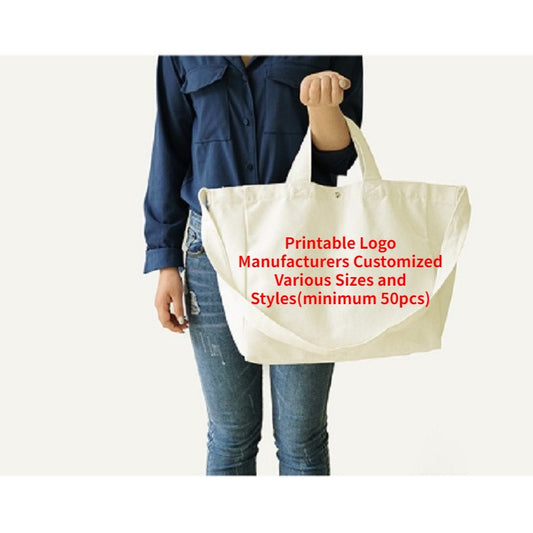 【Professional Customization】Cotton Bags Canvas Shopping Gifts Custom Printed Handbags Urgent Environmental Protection Zipper Printable Logo Manufacturers Customized Various Sizes and Styles(minimum 50pcs)