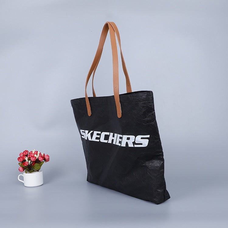 【Professional Customization】DuPont Paper Bag New One Shoulder Retro Shopping Bag Waterproof Casual Portable DuPont Paper Bag Wholesale Printable Logo Manufacturers Customized Various Sizes and Styles(minimum 50pcs)