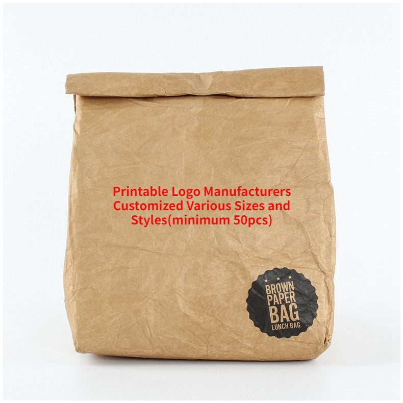 【Professional Customization】Kraft Paper Thermal Insulation Bag Customized Kraft Paper Washable Fresh-keeping BagPrintable Logo Manufacturers Customized Various Sizes and Styles(minimum 50pcs)