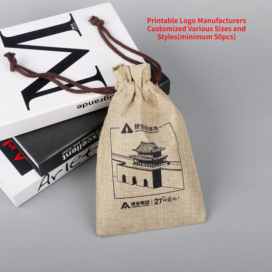 【Professional Customization】Customized Linen Bundle Pocket Cotton Drawstring Bag Linen Storage Bag Linen Drawstring Bag FactoryPrintable Logo Manufacturers Customized Various Sizes and Styles(minimum 50pcs)