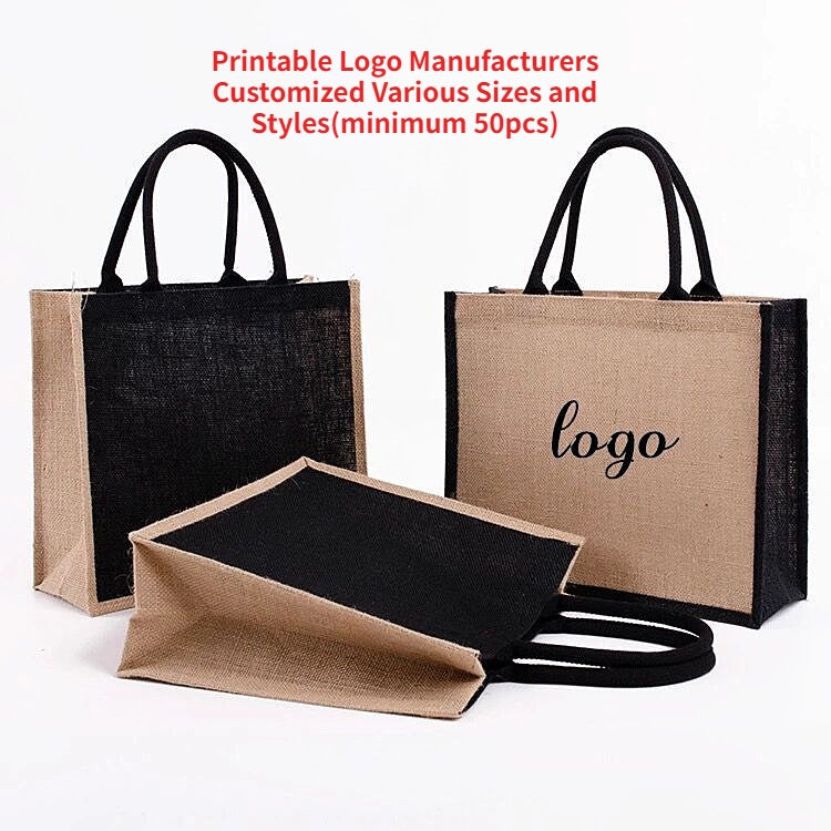 【Professional Customization】Linen Handbag Jute Shoulder Bag Cotton Linen Cloth Bag Large-capacity Shopping Bag Sub-sack HandbagPrintable Logo Manufacturers Customized Various Sizes and Styles(minimum 50pcs)